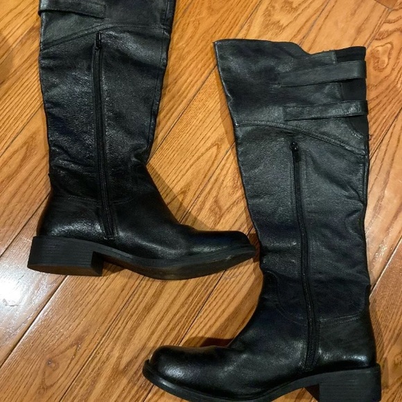 STEVE MADDEN Knee boots Black Leather Riding tall - Picture 2 of 6